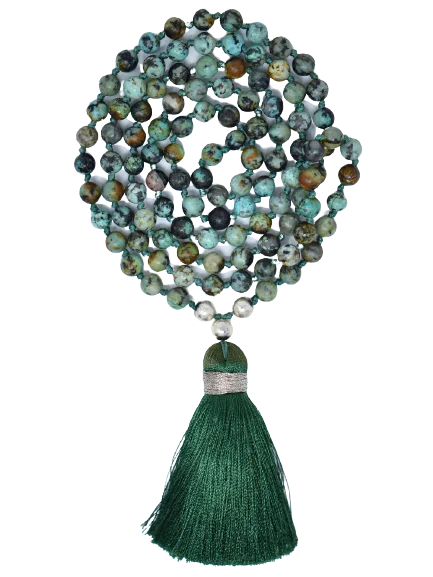 stone mala beads African Turquoise healing natural stone mala necklaces mala beads 108 natural gemstones crystal agate