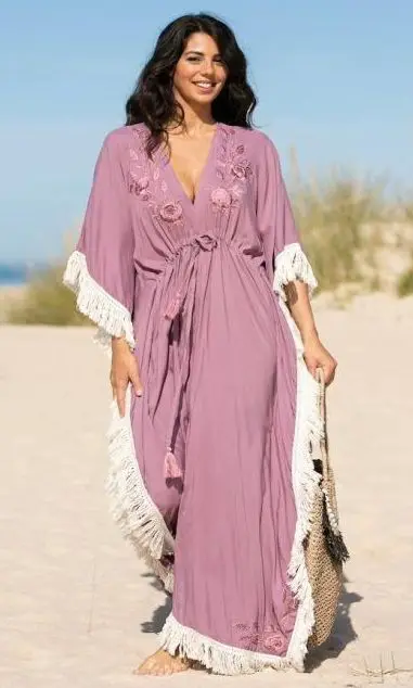 New Designs Ladies Rayon Embroidered Long Kaftan Dress Printed and Hand Dyed Tie & Dye at Factory Prices