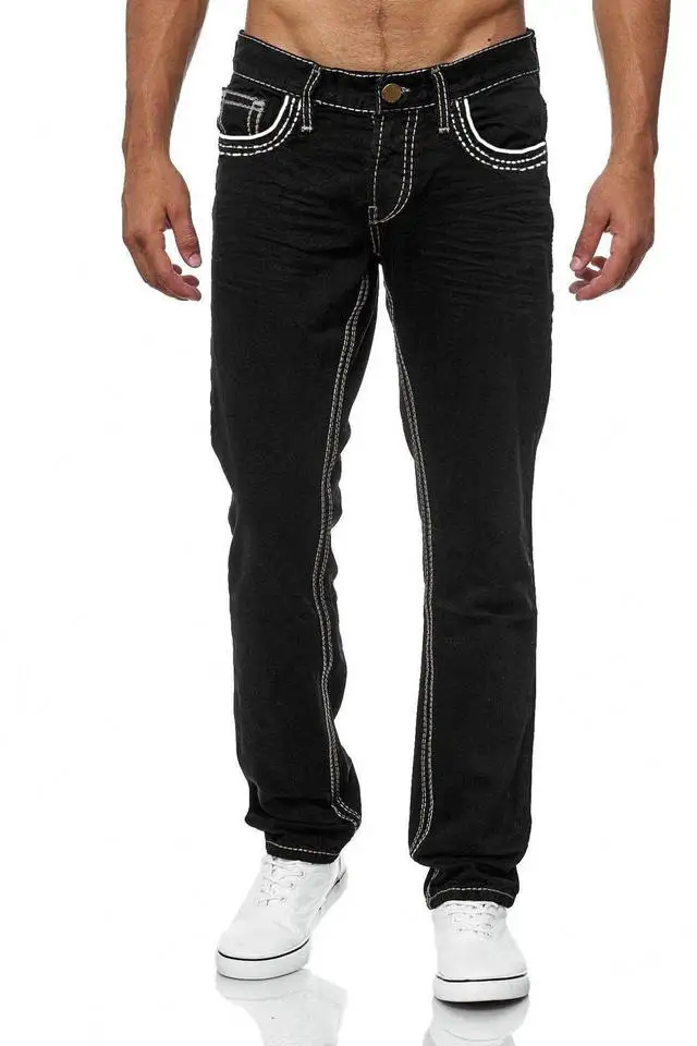 Jeans Denim Men Men Wholesale Jeans Custom Boy Denim Fabric Leisure Straight Tube Hole Men 2023