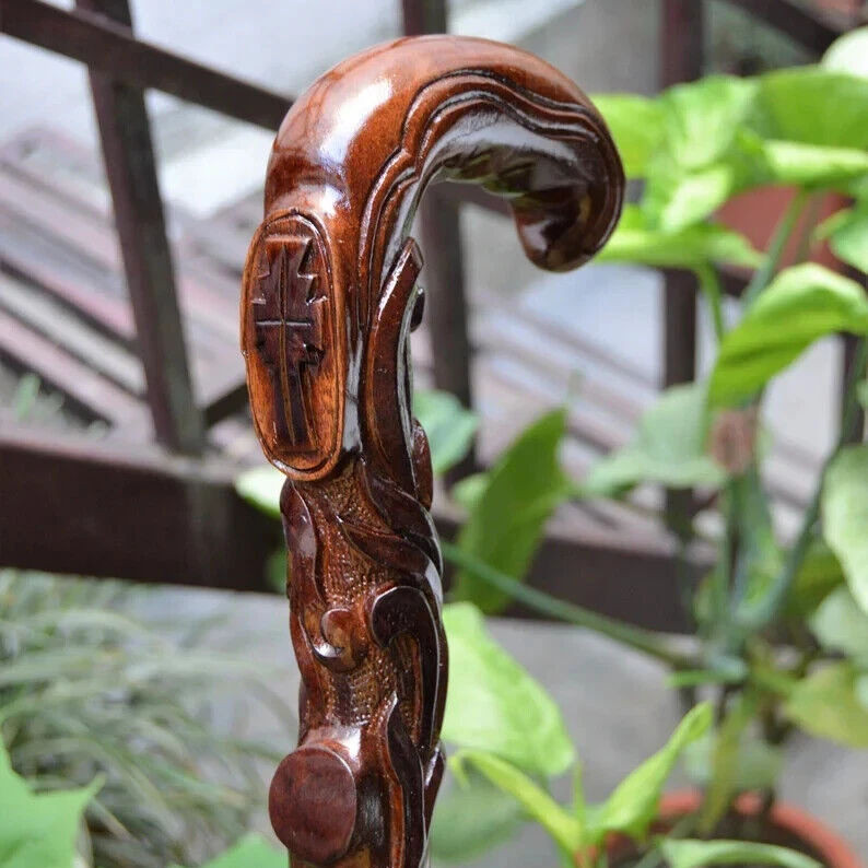 WALKING STICK Wooden Hand carved Cane Wood carved crafted Halloween gift