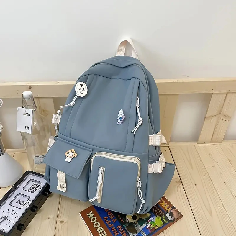 Large Capacity Candy Color Waterproof Cute Canvas Student Bags Kawaii School  Backpack
