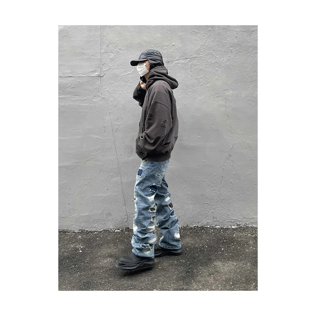 New Best Selling In Korea DEMADEN HOLIDAY-DESTROYED DENIM PANTS High Quality and Hot Selling
