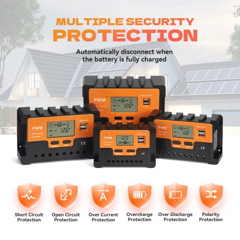 Solardance 50A 60A 12V/24V Max PV Вход 100V PWM контроллер солнечного заряда совместим для домашнего хозяйства
