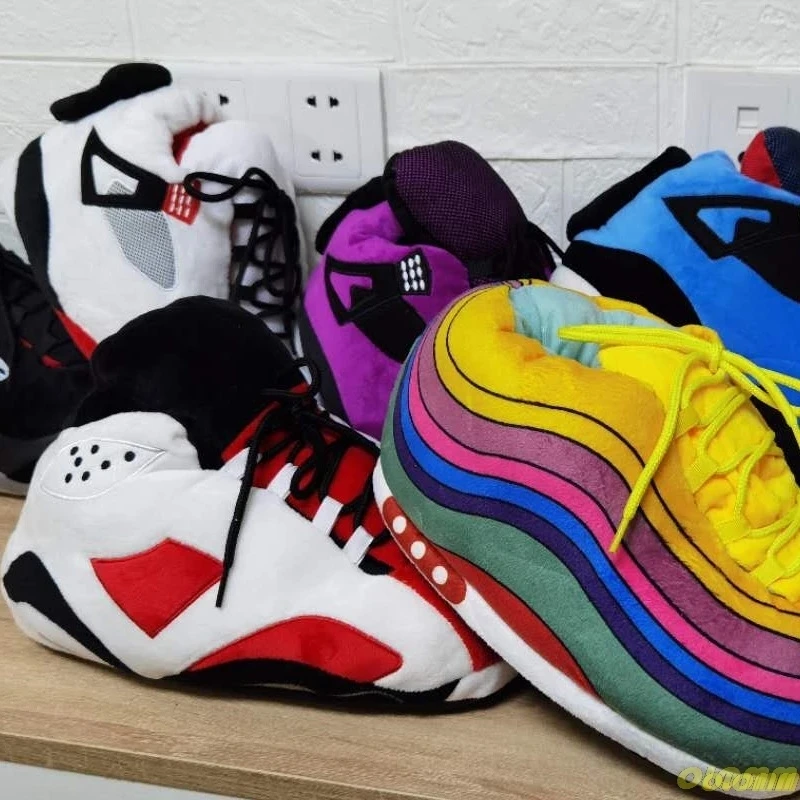 Fashion Plush Shoes Cute Home Warm Slippers One Size Sneakers Floor Cotton Sneaker Slippers Plush Shoes