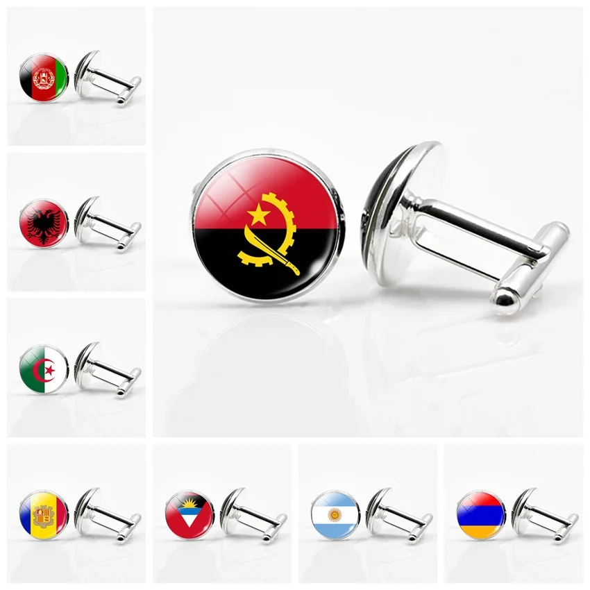 Customizable Country Flag Cufflinks High Quality Permata Alloy Shirts Accessories Cufflink for Men