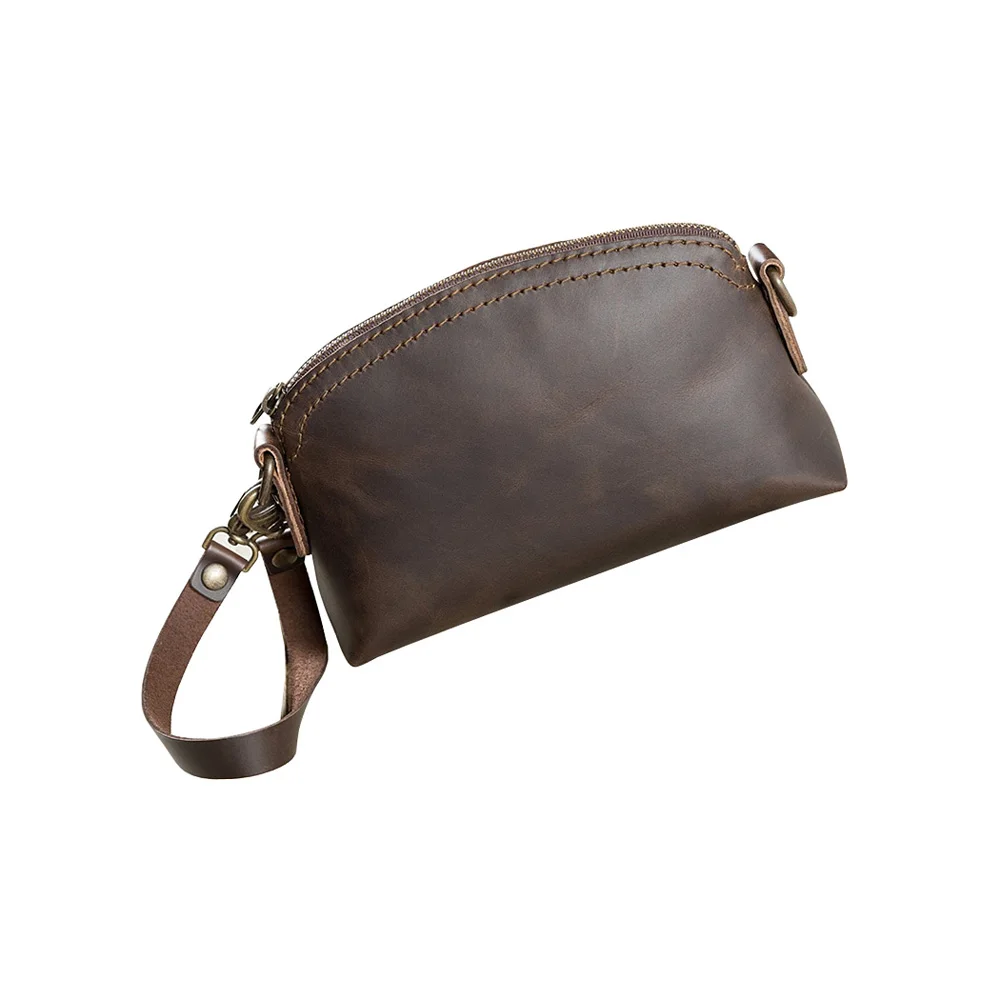 Trendy Travel Cosmetic pouches Vintage Brown Leather large cosmetic bag Carry All Pouch Fashion Travel Makeup Cosmetic Bag