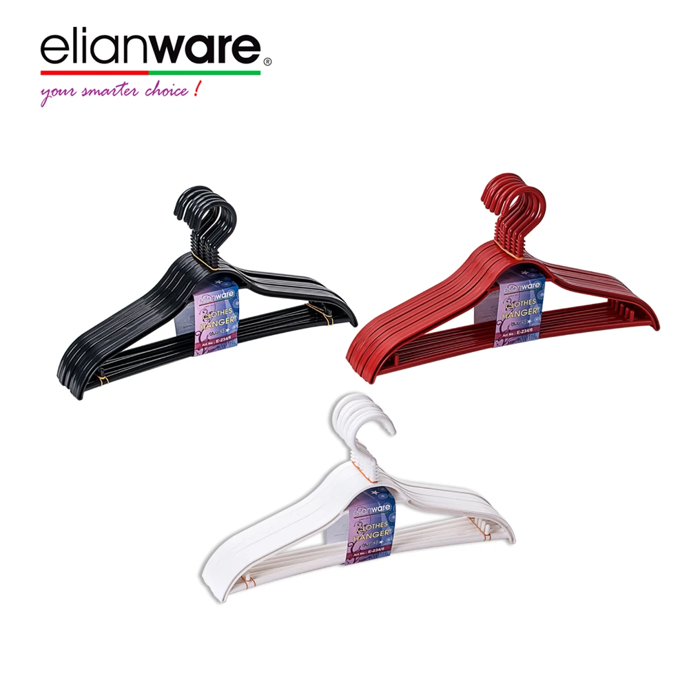 Elianware Customizable Multicolor PET Plastic Clothing Hanger Set Wire Fabric Injection Technique T-Shirts Scarf Organizing