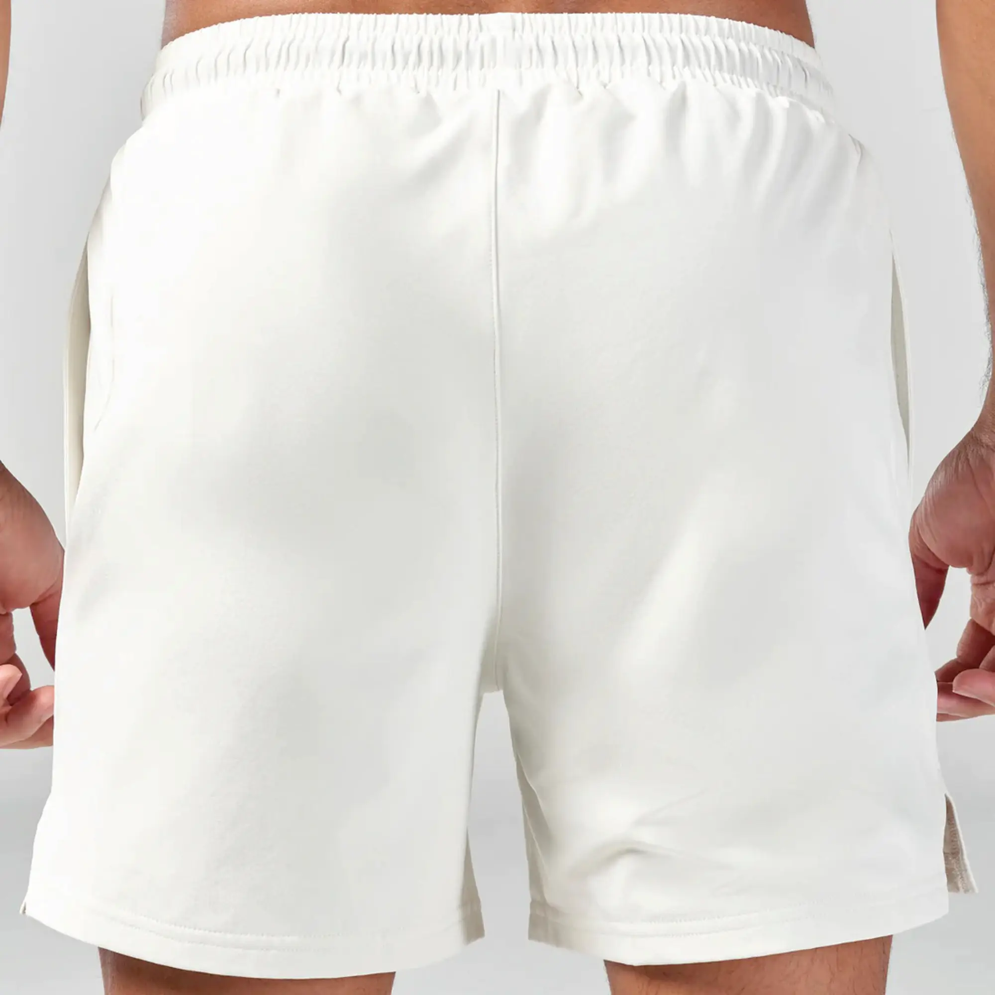 Lightweight Moisture Wicking Fabric White Essential 5 Inch Shorts with Contour Side Panels and Inner Mesh Pants