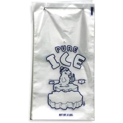 Best Price Custom Printed Logo Large Capacity Disposable LDPE 8/10/20 LB Plastic Drawstring Ice Bag
