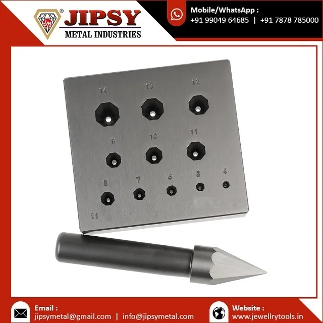 Bezel Forming Block with Round Punch - 17 Degrees - 5mm to 20mm - Bezel Setting Tool - Jewelry Forming Tool