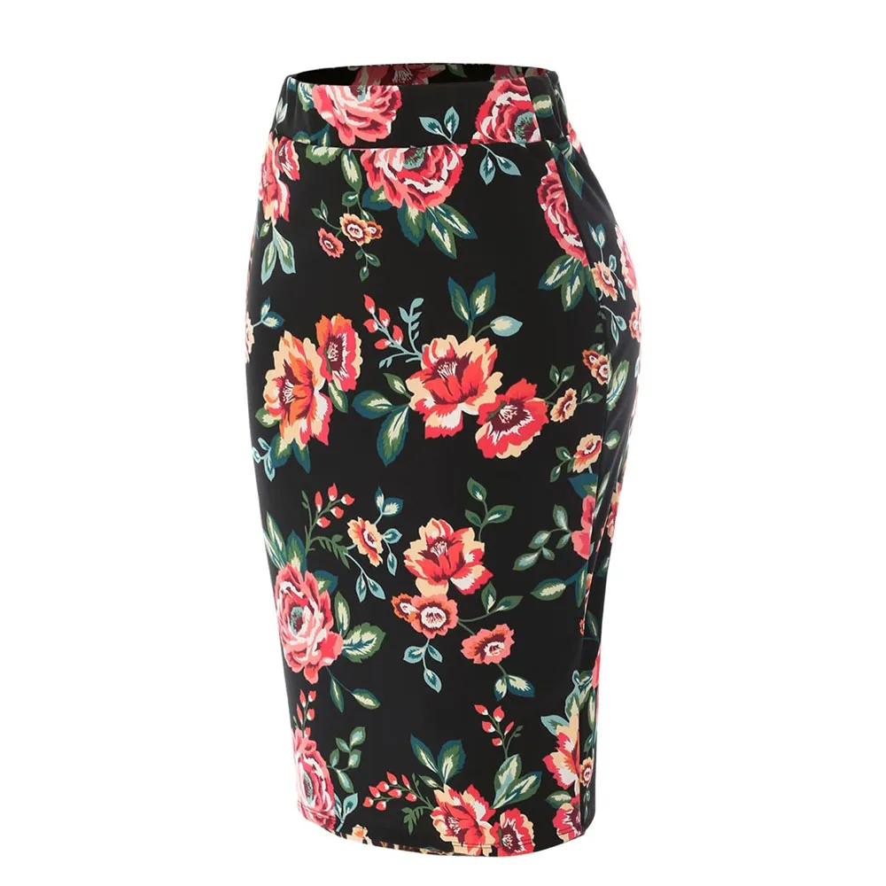 New Spring Summer  Fashion Solid Color Printing Casual Travel Skirt Women High Waist Skirt