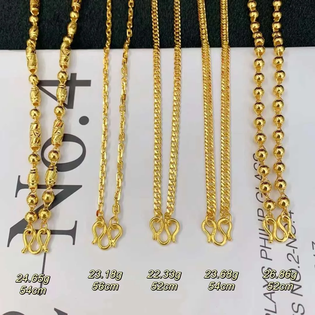 Different Luxury Style Designs Yellow Color 24K Pure Gold Chain Necklace