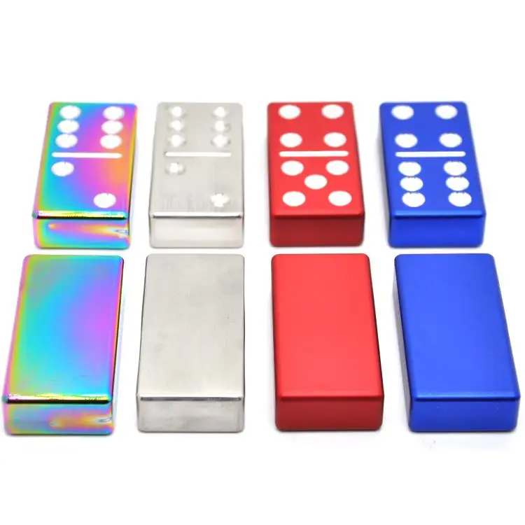 Custom Colored double 6 9 12 Block Plastic Acrylic Metal Aluminum Domino Set