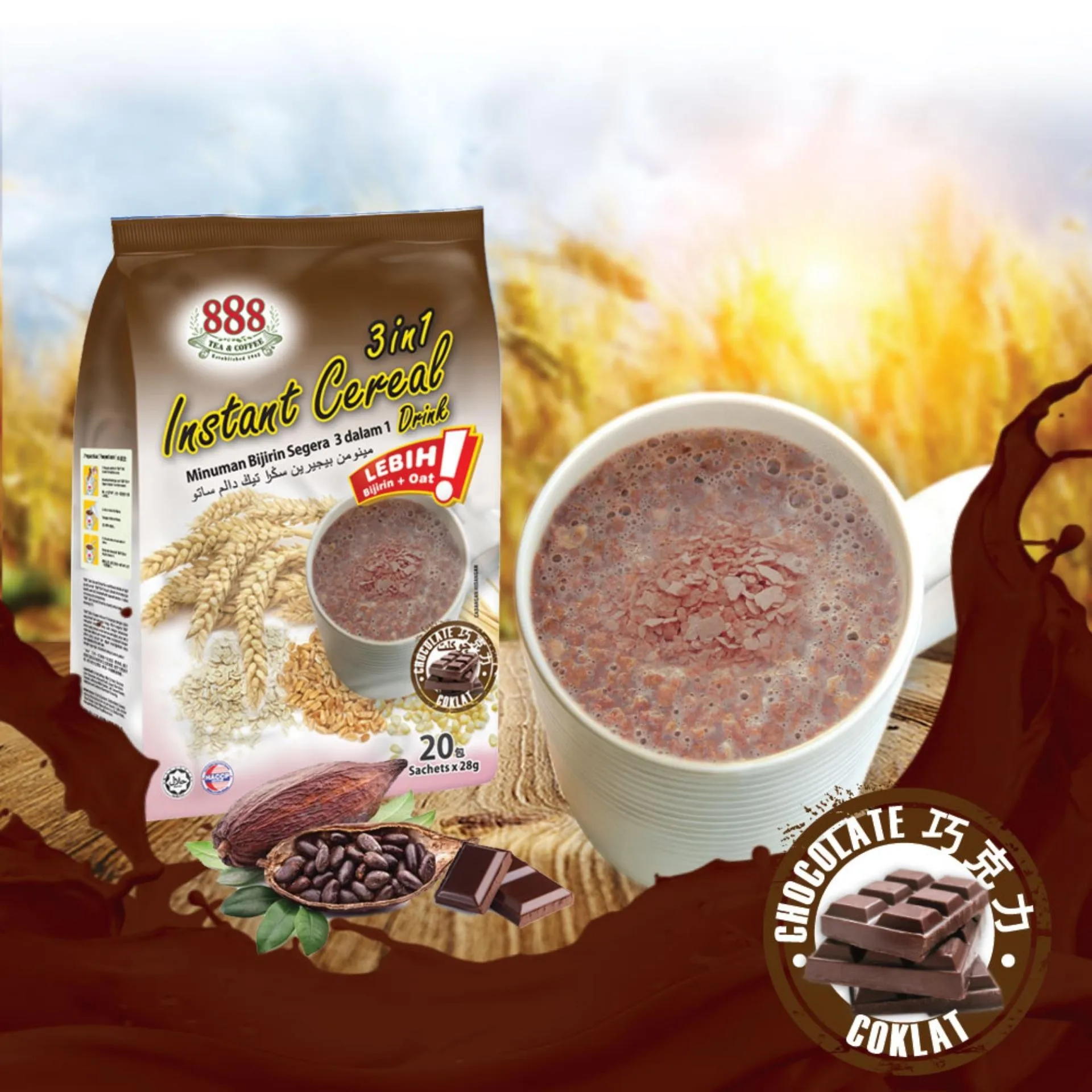 Chocolate Flavor Instant Cereal 20s Individual Sachet Pack Keep Healthy and Full Perfect Grab and Go Snacks