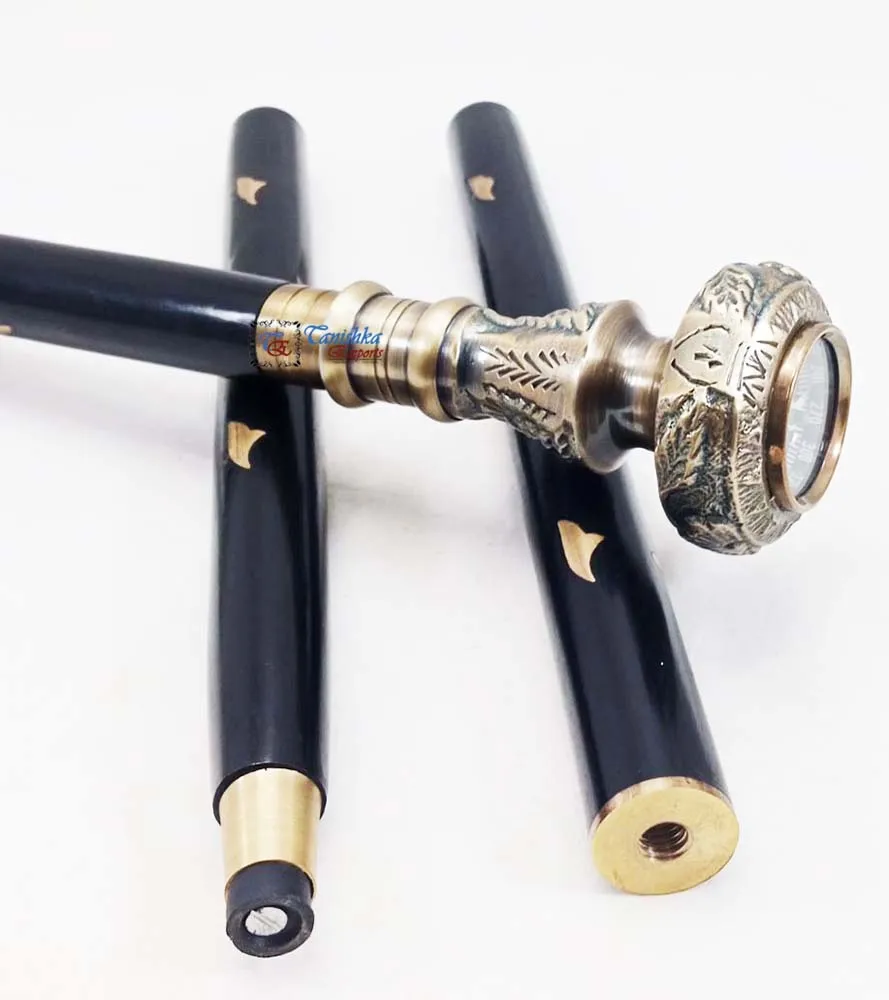 Victorian Handle Designer Antique Wooden Compass Walking Stick Vintage Wooden Decorative Walking Stick