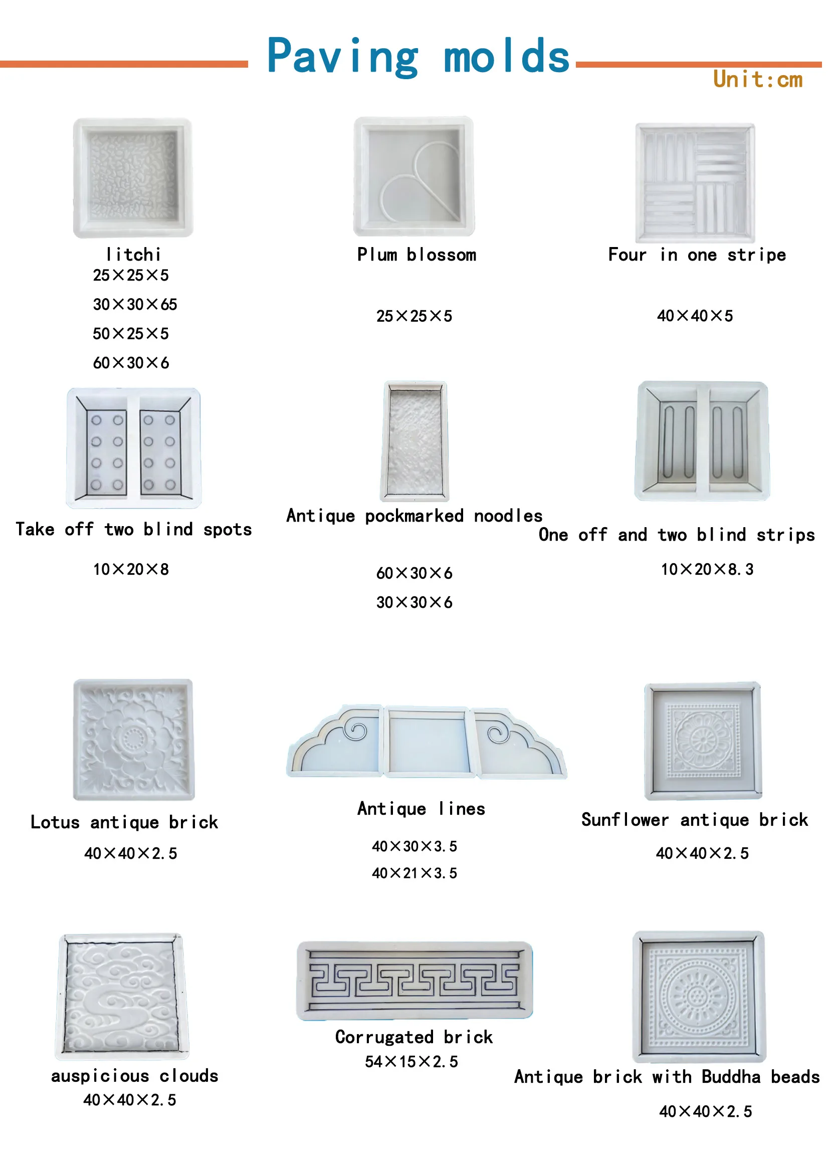Square pattern concrete blocks interlocking paving mould for paving slab