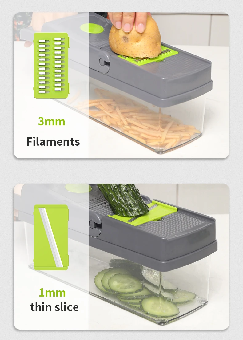 OOU Amazon Top Multi-Function 13 Sets Convenient Chopper Vegetable Slicer And Chopper