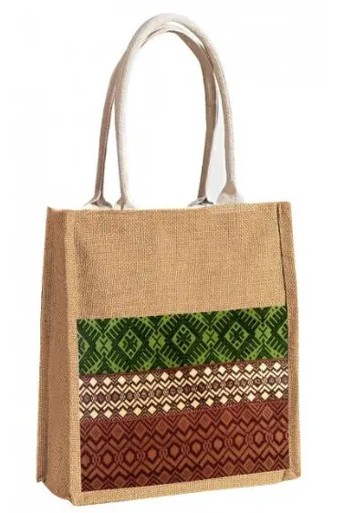 Jute burlap bags from India, perfect for everyday shopping and groceries, made entirely from natural fibers of Indian origin.