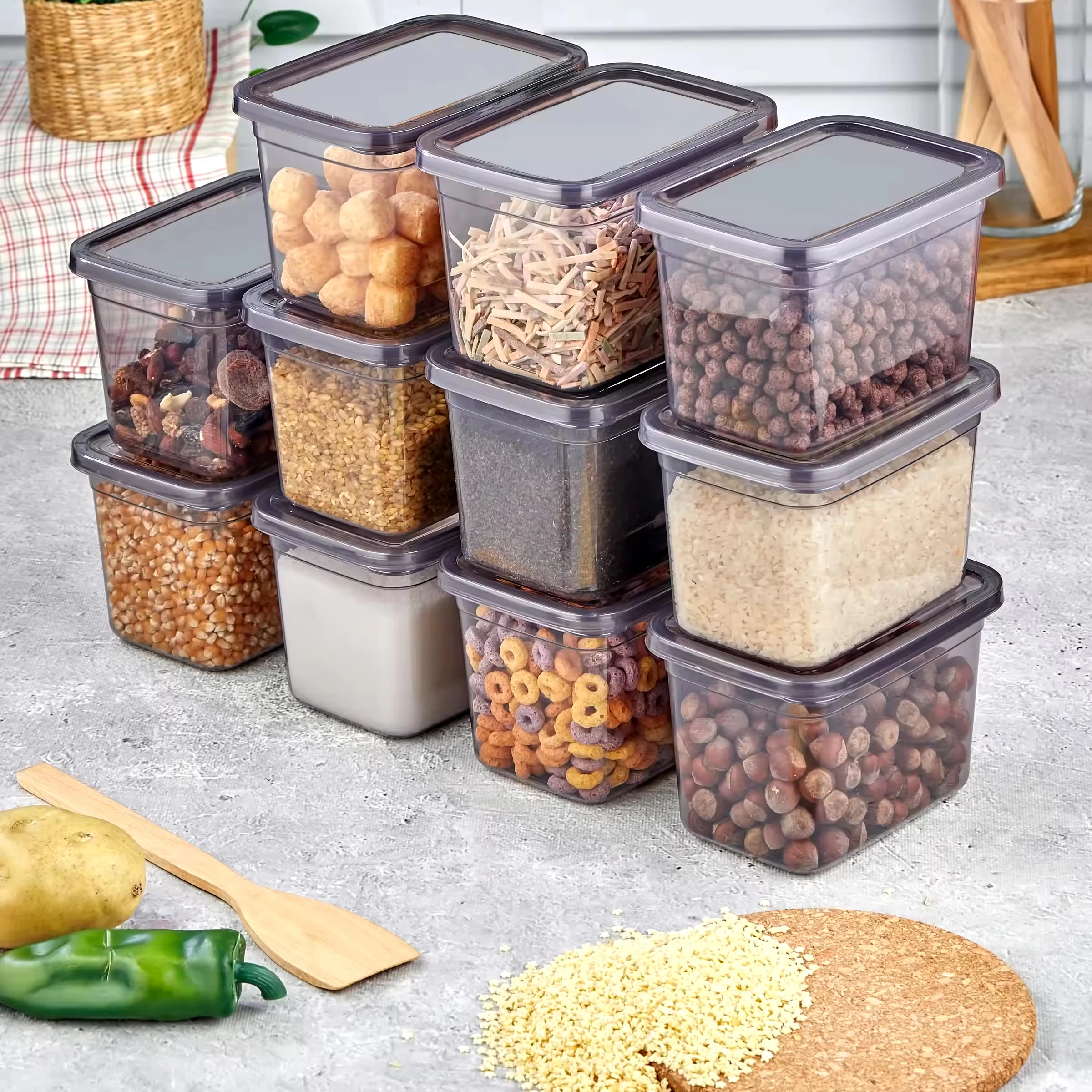 PET Storage High Quality Plastic Food Container with Lid Food Storage Bins Refrigerator Organizer for Pantry Plastic Store Type