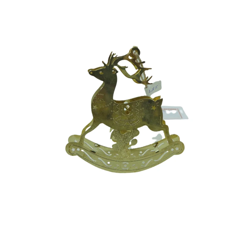 Wholesale Metal Hanging Ornament Gold Plating X Mas Tree Hanging Rendeer For Christmas & Tabletop Decor Handmade in Bulk