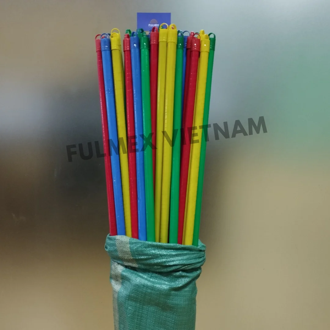 Color PVC coated broom handle wooden mop stick Eucalyptus wood broom and dustpan palm broom stick escoba esponja de limpieza