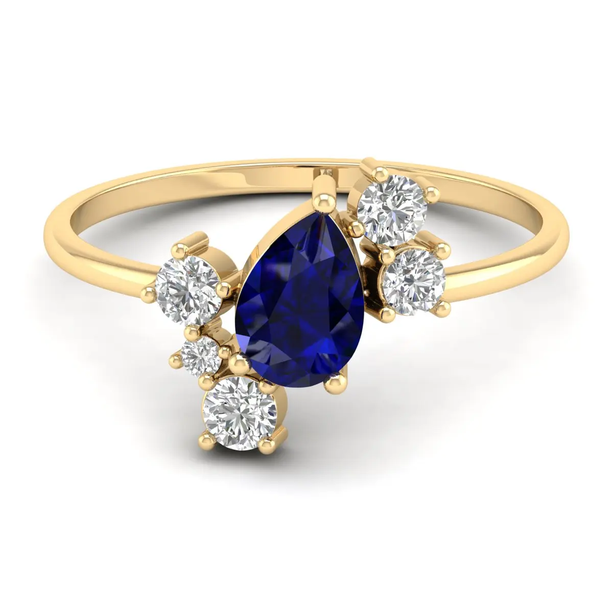 REYES Genuine 10k 14k 18k Gold 0.75 Carat Blue Sapphire Gemstone Ring Women Engagement Wedding Gifts Fine Jewelry for Women