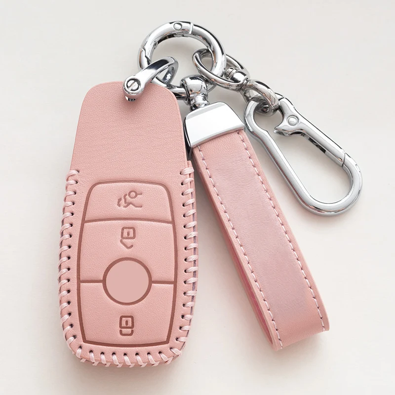 Leather Car Key Case For Mercedes Benz A C E S G Class GLC CLE CLA GLB GLS W177 W205 W213 AMG Fob Oil wax leather  Accessories