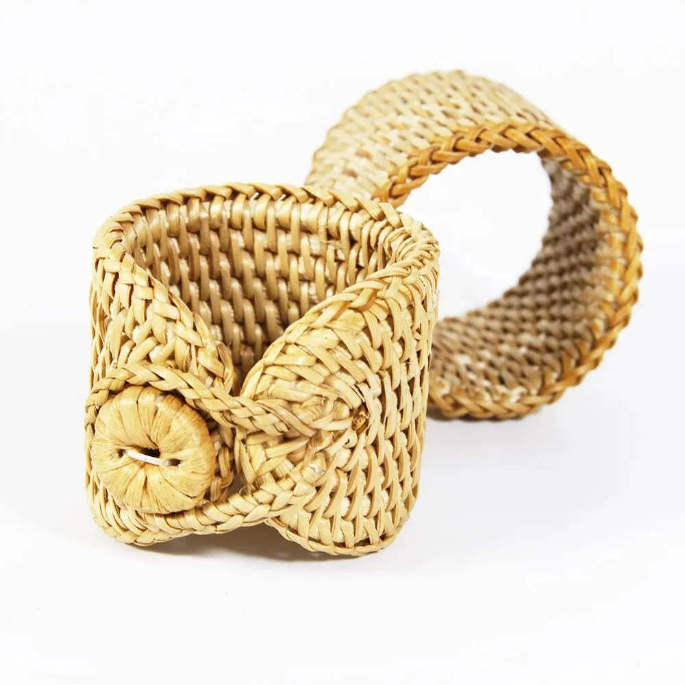 American Style dia 5x5 Sustainable Natural Customized Color OEM Ratan Woven Napkin Ring Made From Viet Nam
