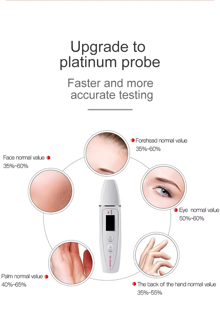 Portable Facial Skin Testing Machine Mini Skin Tester Pen Digital Oil Moisture Detector Home Use Skin Analyzer Machine