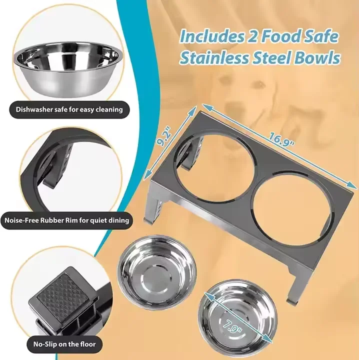 Wholesale 5 Height Adjustable Raised Elevated Pet Dog Bowl with Multiple Combination Options