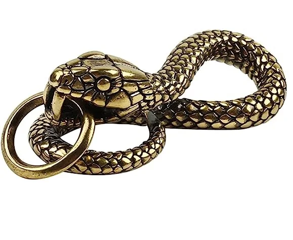 Brass Snake Keychain Metal Animal Snake Keychains Snake Shaped Jewelry Pendant Necklace Accessories for Women Men
