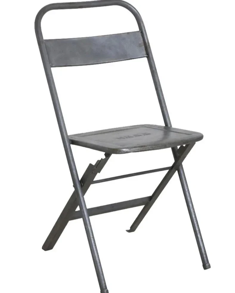 vintage heavy iron folding chairs for home decor Heavy Duty Metal capacity easy carry black plastic foldable chairs for events