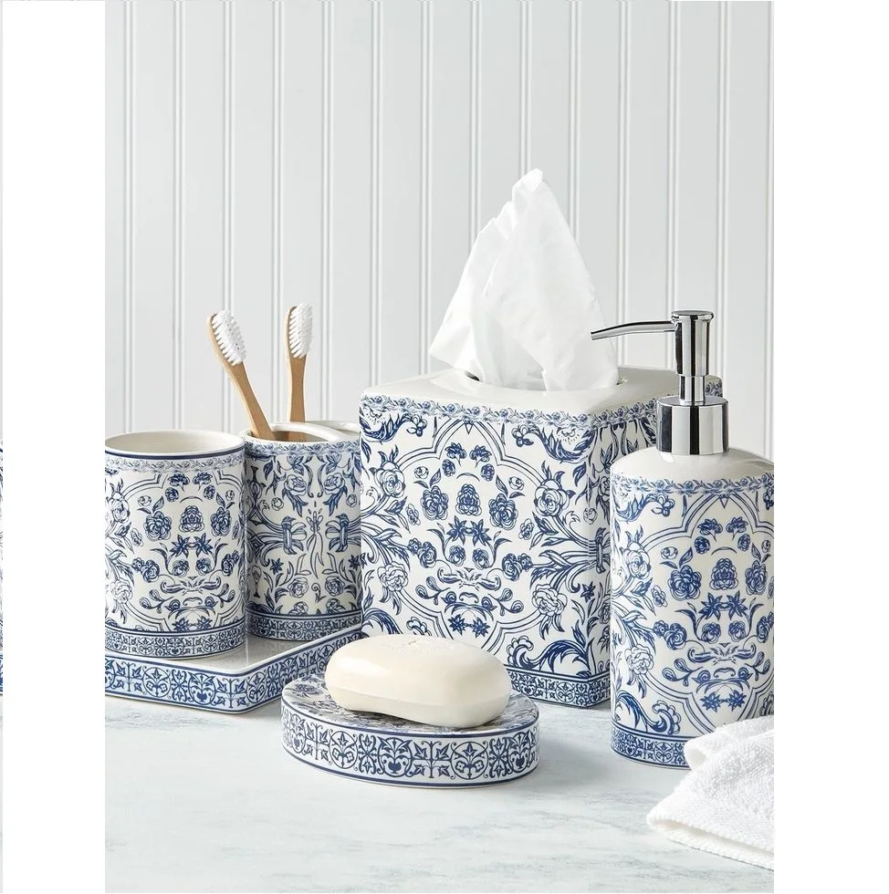 4-Piece Bathroom Accessories Set Soap Dispenser Tray Tumbler Marble Set Home Bathroom Decor Handmade Cheap Price Made In India