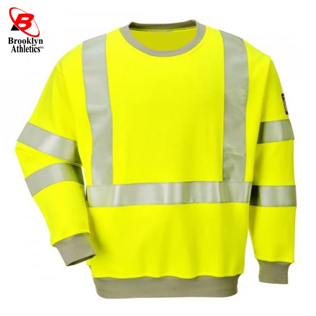 High Visibility Winter Thick Construction Yellow black  Work Sweatshirt Reflective Workwear Plus Size