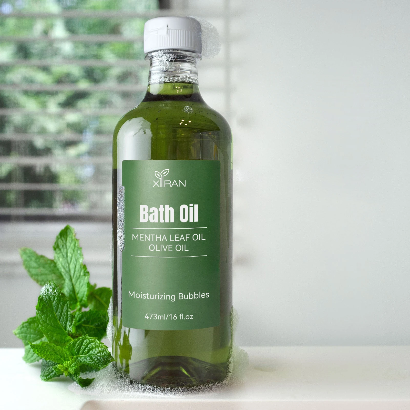 OEM/ODM Vegan Cooling Peppermint & Olive Oil 2 In1 Foaming Bath Oil & Body Wash Moisturizing Bubbles Body Bath Essential Oil