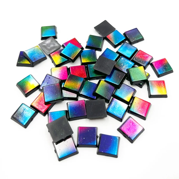 200g Plastic Dark Rainbow Square Mosaic Tile