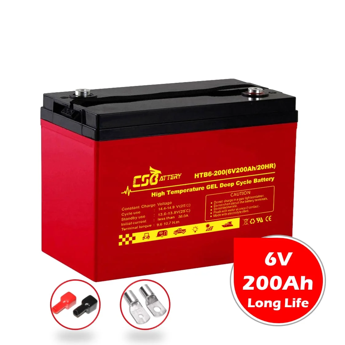 CSBattery 6V 200Ah Factory Price Gel Battery for Powered-Heater/Golf-Cart/Submersible-Motors/Agricultural-Machinery/Amy