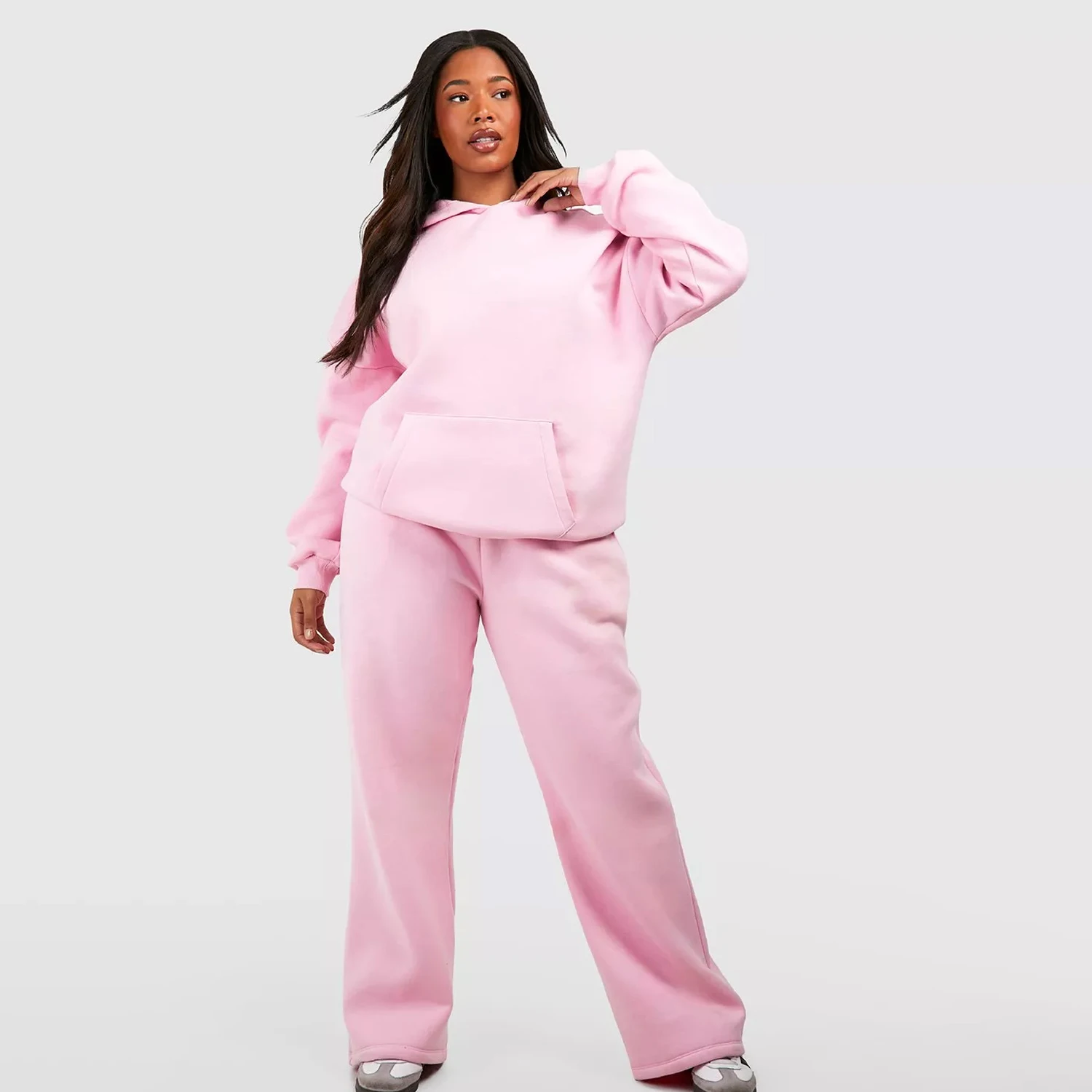 Custom Tracksuit Women 100 % cotton Plain Sports training & jogging Wholesale Women Pink Color Tracksuits
