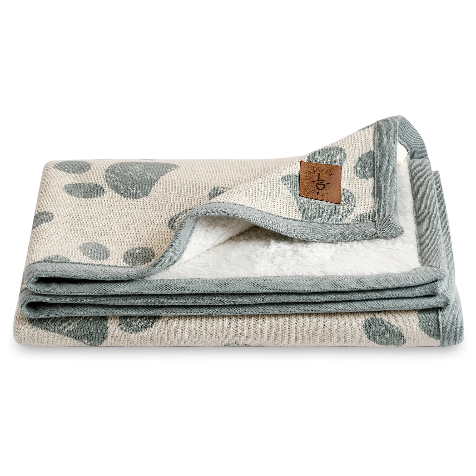 100% Organic Cotton 75x95 High Quality Knitted Plush Sherpa Baby Blanket Cozy Warm Newborn Essentials Soft Swaddle Green Blanket