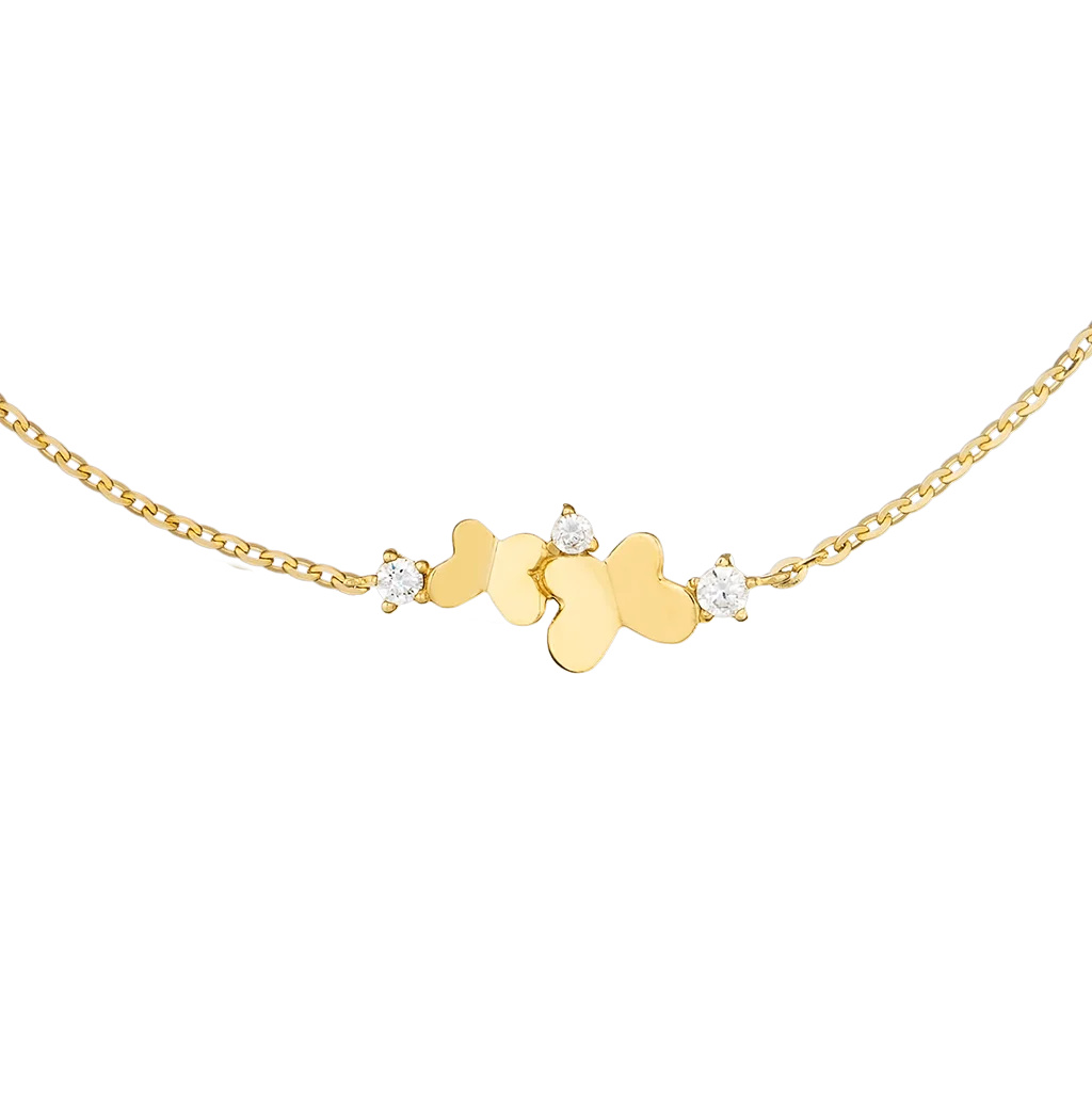 Au750 18k Solid Gold Bracelet Anklet with butterfly charm for women girls mom length 21cm+3cm real gold link sliding chain