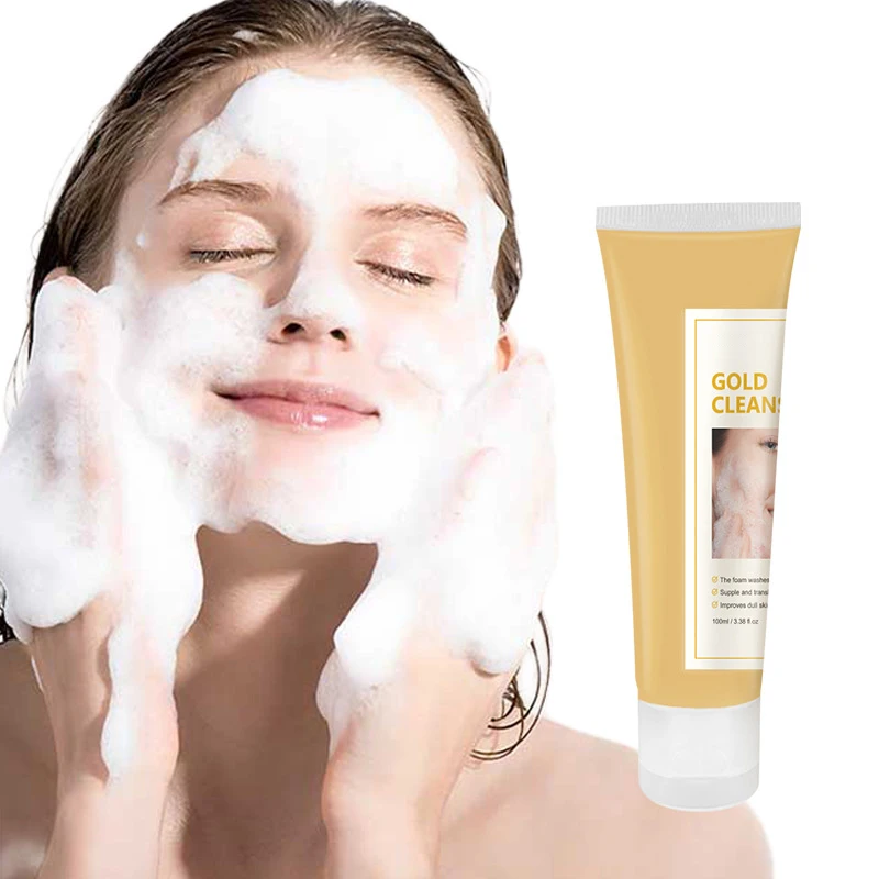 Set Ceramic Facial Cleanser Tightening Gel Lashes Gold Silver Lid Facial Wash Facial Brush Acne Foaming Cream Cleanser