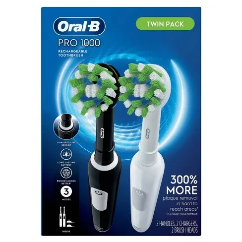 Hot sale Oral. - B Pro 1000 CrossAction Electric Toothbrush, Black and White, 2 Count multiple color options
