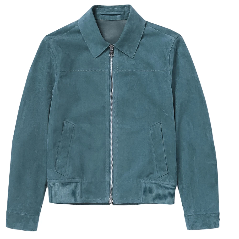 Mens Real Suede Leather Bomber College Jacket Classic Retro Vintage Sheepskin Brown leather jacket fur jacket