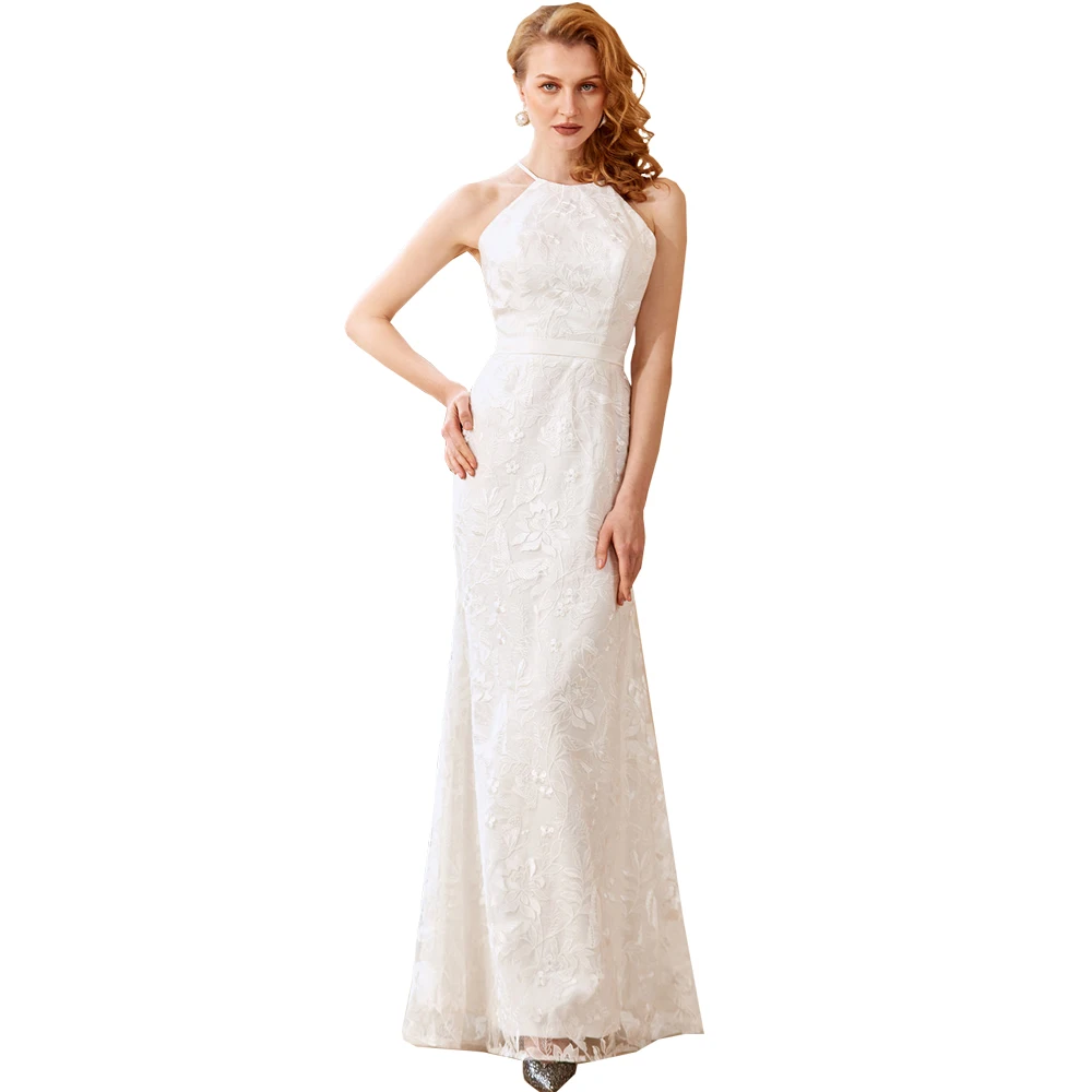 Vestidos De Noiva Simple Sleeveless Zipper Formal Long Women Bridal Gowns White Mermaid Floor Length Church Wedding Dresses