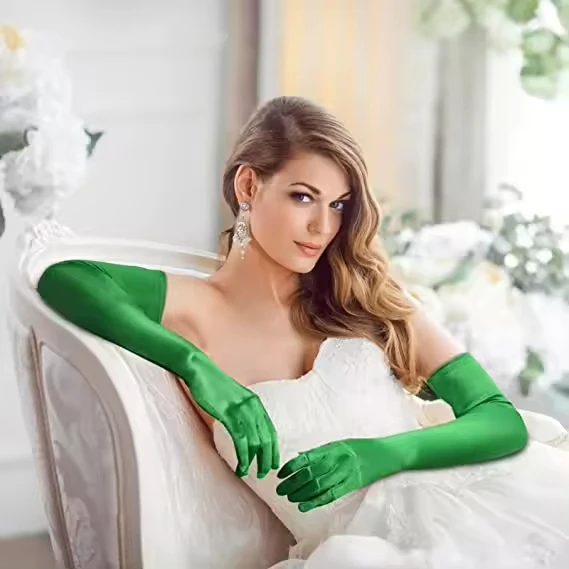 Long Opera Party Satin Tea Party Gloves Costume Stretchy Adult Size wedding Bride long satin gloves