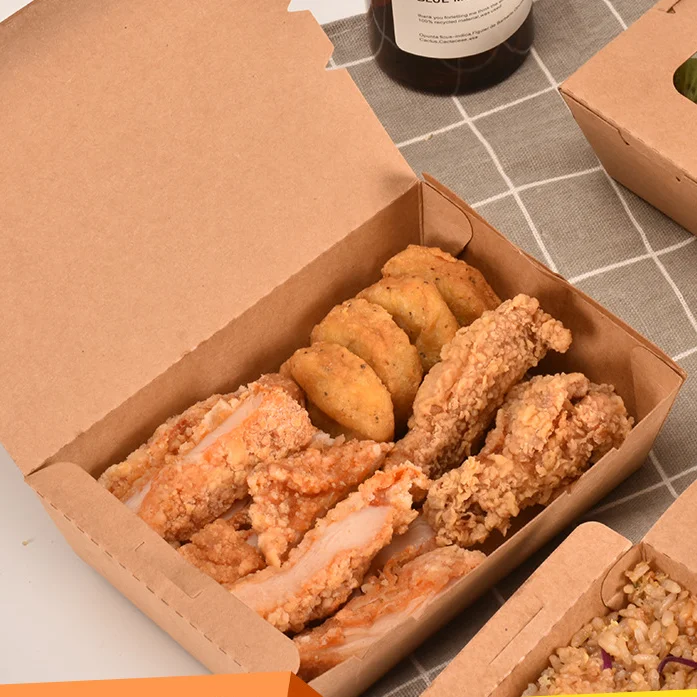 Wholesale Disposable Leakproof Kraft Paper Takeaway Boxes Custom Services Food Take Out Paper Box no window with window