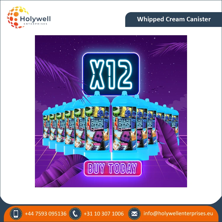 OEM Available of Cream Chargers Best Quality Miami Magic 320g Whipped Cream Charger Cylinder Pack of 6 and Pack of 12