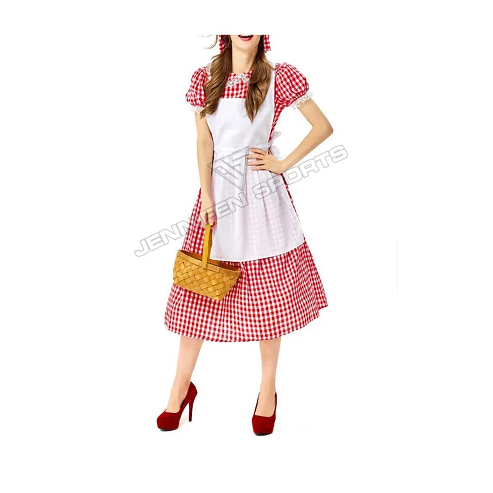 Oktoberfest женская блузка Dirndl платье клетчатое 100% хлопчатобумажная ткань Традиционная немецкая Блузка Платье с фартуком