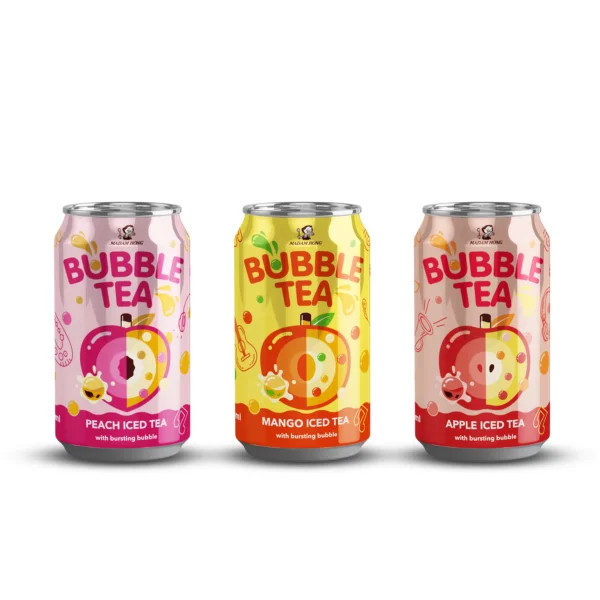 High Quality Madam Hong Peach & Strawberry Bubble Tea 320ml Can Bubble Milk Boba Tea Drinks and Toppings Pearls Black
