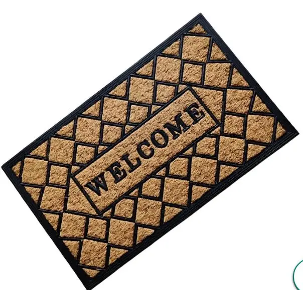 User Friendly New Design 100% Rubber Backed Panama Mat With Attractive Pattern Design From Indian Exporter Welcome Coir Door Mat